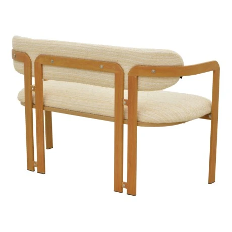 2-seater Berdona pakoworld beige fabric-natural color metal leg 120x47x78cm