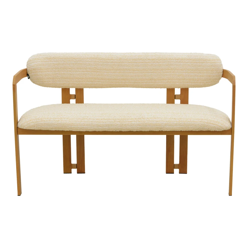 2-seater Berdona pakoworld beige fabric-natural color metal leg 120x47x78cm