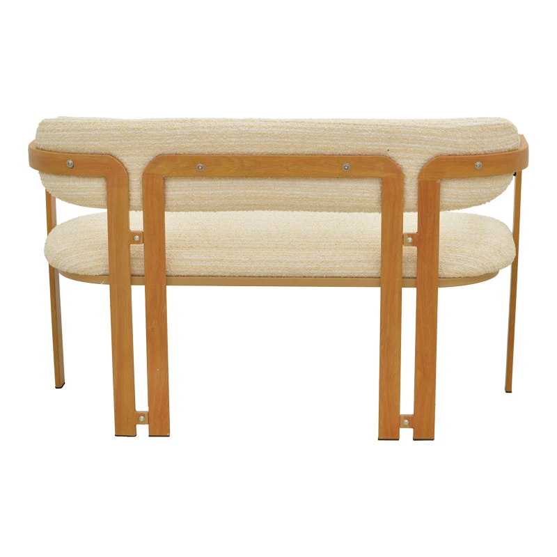 2-seater Berdona pakoworld beige fabric-natural color metal leg 120x47x78cm