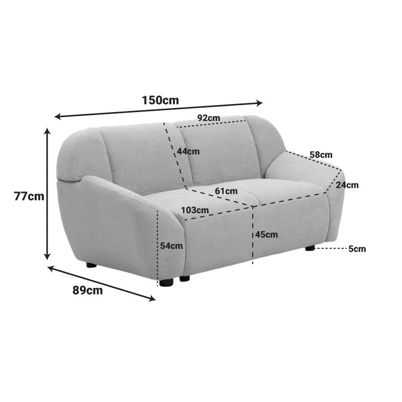 Two-seater sofa Echono pakoworld anthracite fabric 144x88x77cm