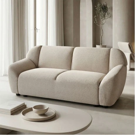 Two-seater sofa Echono pakoworld beige fabric 144x88x77cm