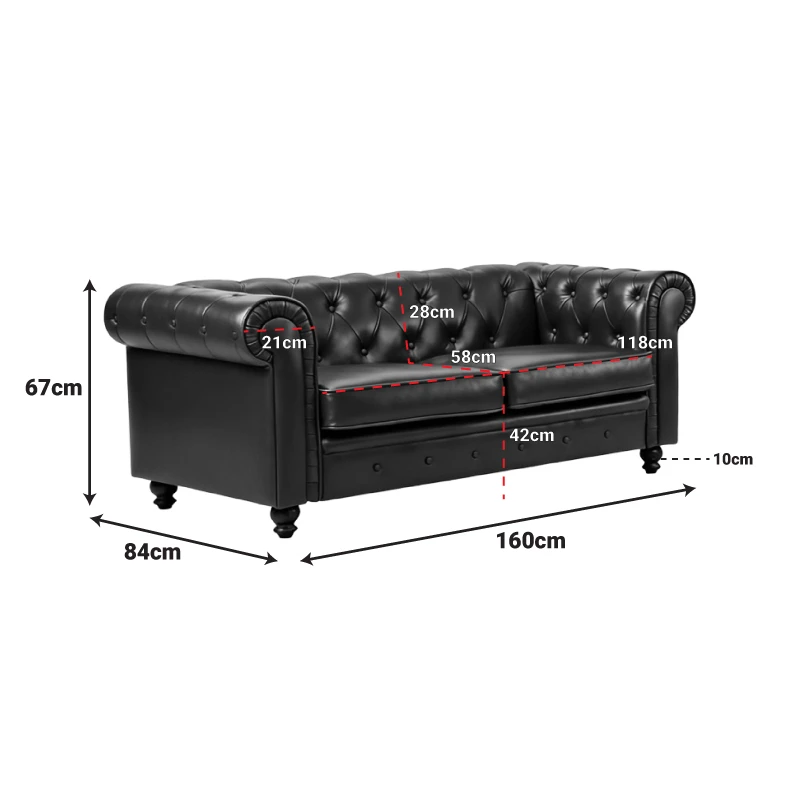 Kαναπές διθέσιος τ. Chesterfield pakoworld pu κυπαρισσί 160x84x67εκ