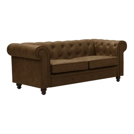 Chesterfield type 2-seater sofa pakoworld antique brown pu 160x84x67cm
