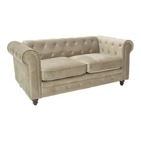 Two-seater sofa Chesterfield type pakoworld velvet in beige shade 160x84x67cm
