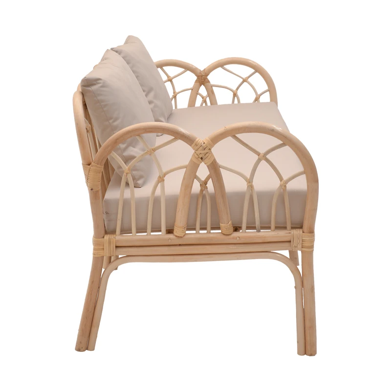 2-seater Ytrone sofa pakoworld natural color rattan-beige cushion 166x61.5x71cm