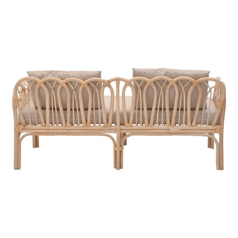 2-seater Ytrone sofa pakoworld natural color rattan-beige cushion 166x61.5x71cm