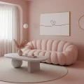 Καναπές Embrace pakoworld μπουκλέ ύφασμα σε ροζ απόχρωση 180x105x65εκ