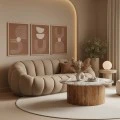Sofa Embrace pakoworld velvet in grey beige shade 180x105x65cm