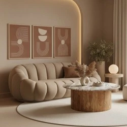 Sofa Embrace pakoworld velvet in grey beige shade 180x105x65cm