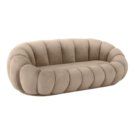 Sofa Embrace pakoworld velvet in grey beige shade 180x105x65cm