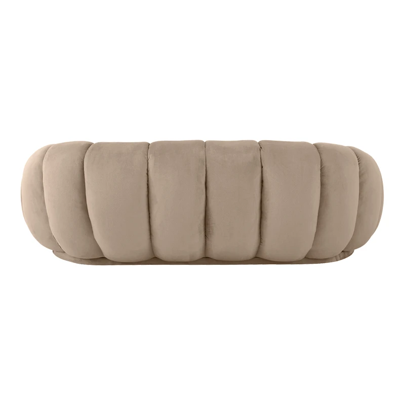 Sofa Embrace pakoworld velvet in grey beige shade 180x105x65cm