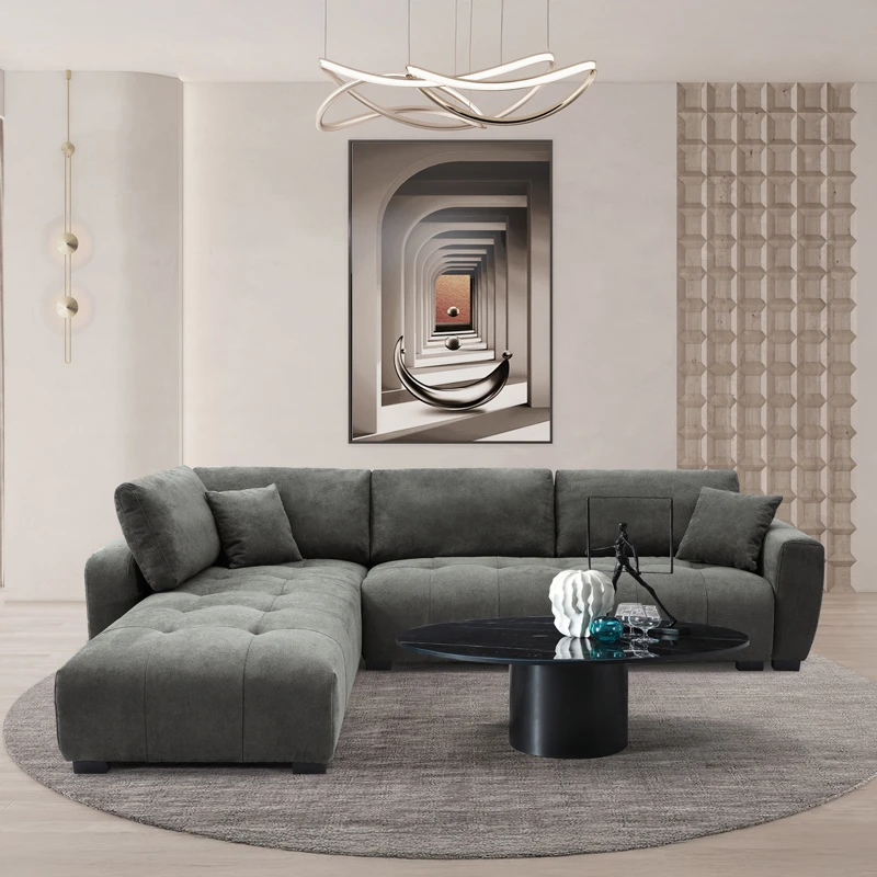Sofa right corner Gianco pakoworld fabric in grey shade 298x208x85cm