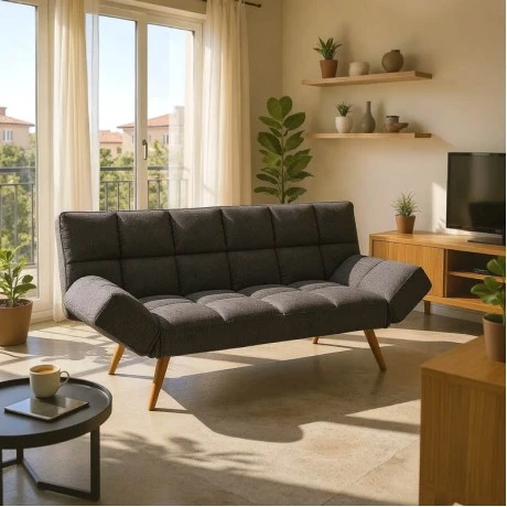 Sofa - bed 3-seater Freddo pakoworld fabric anthracite 181x81x86cm