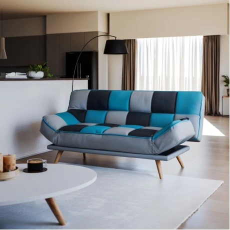 3 seater sofa-bed Andy pakoworld fabric multicolored 177x91x86cm