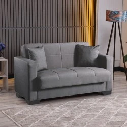2-seater sofabed Modesto pakoworld with storage space grey fabric 153x84x86cm