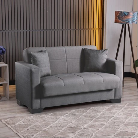 2-seater sofabed Modesto pakoworld with storage space grey fabric 153x84x86cm
