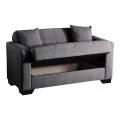 2-seater sofabed Modesto pakoworld with storage space grey fabric 153x84x86cm