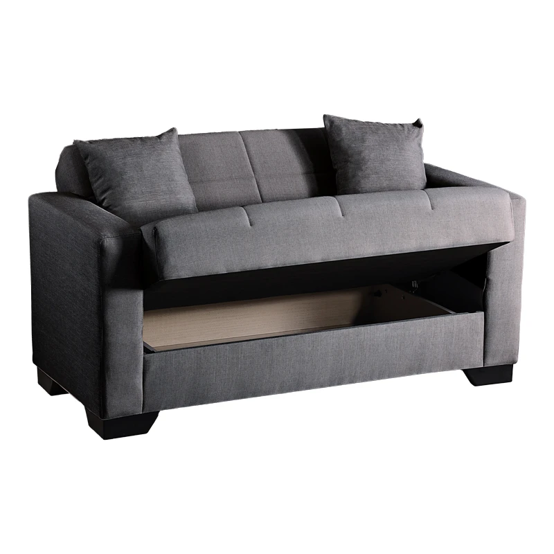 2-seater sofabed Modesto pakoworld with storage space grey fabric 153x84x86cm