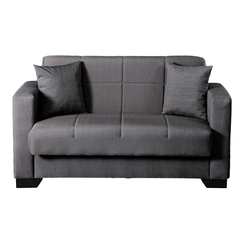 2-seater sofabed Modesto pakoworld with storage space grey fabric 153x84x86cm