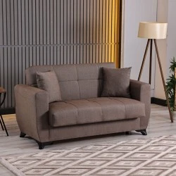 2-seater sofabed Modesto pakoworld with storage space brown fabric 153x84x86cm