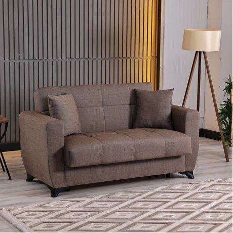 2-seater sofabed Modesto pakoworld with storage space brown fabric 153x84x86cm