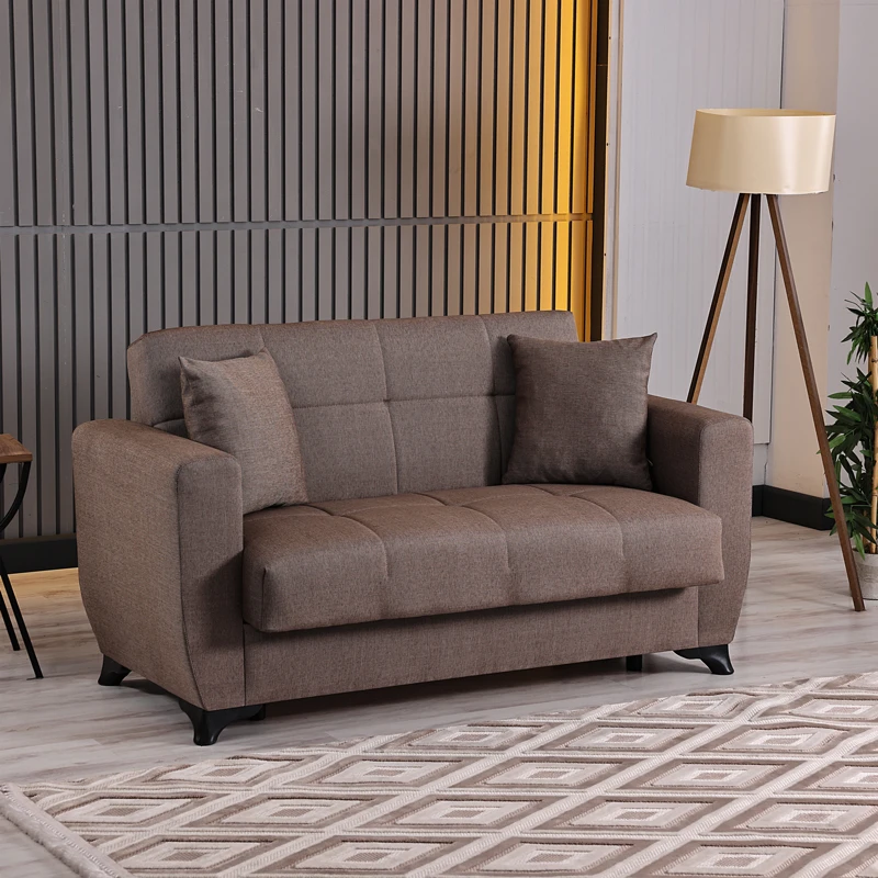 2-seater sofabed Modesto pakoworld with storage space brown fabric 153x84x86cm