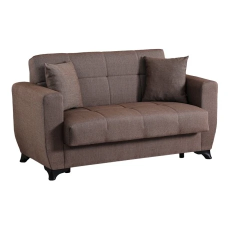 2-seater sofabed Modesto pakoworld with storage space brown fabric 153x84x86cm