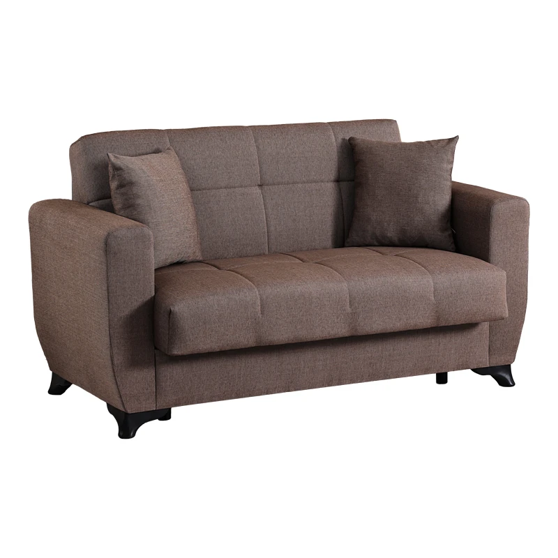 2-seater sofabed Modesto pakoworld with storage space brown fabric 153x84x86cm