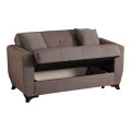 2-seater sofabed Modesto pakoworld with storage space brown fabric 153x84x86cm