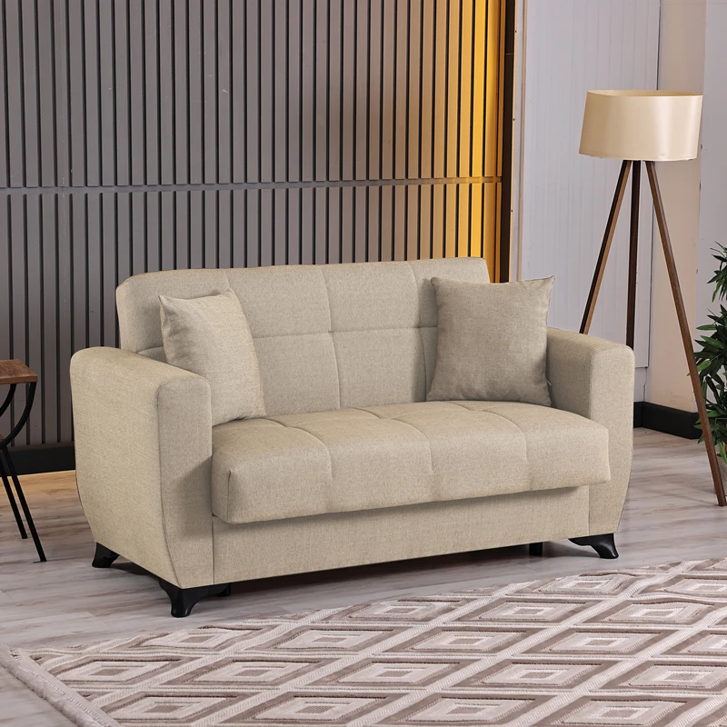 2-seater sofabed Modesto pakoworld with storage space cream fabric 153x84x86cm