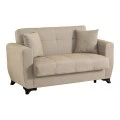 2-seater sofabed Modesto pakoworld with storage space cream fabric 153x84x86cm