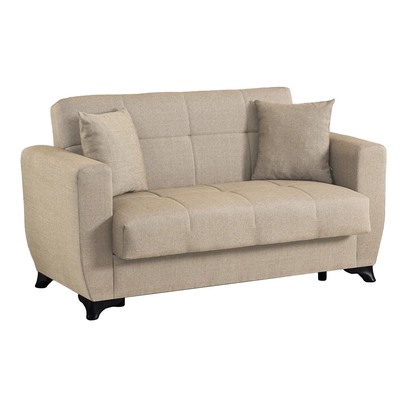 2-seater sofabed Modesto pakoworld with storage space cream fabric 153x84x86cm