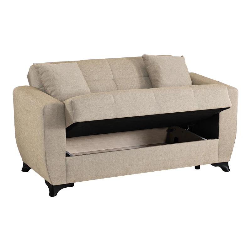 2-seater sofabed Modesto pakoworld with storage space cream fabric 153x84x86cm