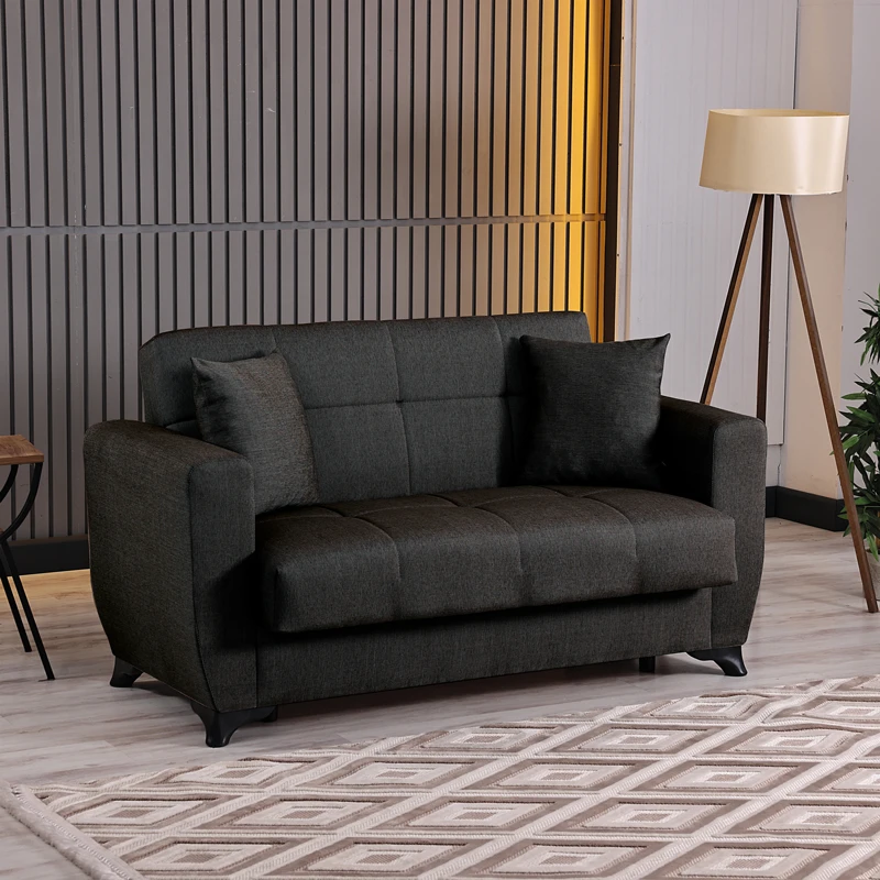 2-seater sofabed Modesto pakoworld with storage space black fabric 153x84x86cm