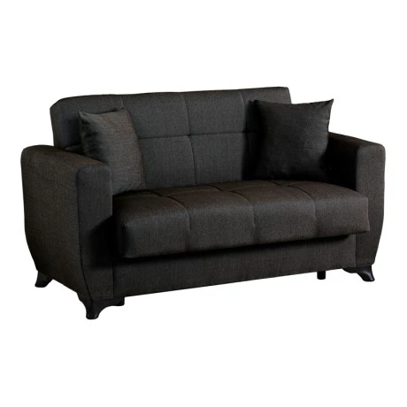 2-seater sofabed Modesto pakoworld with storage space black fabric 153x84x86cm