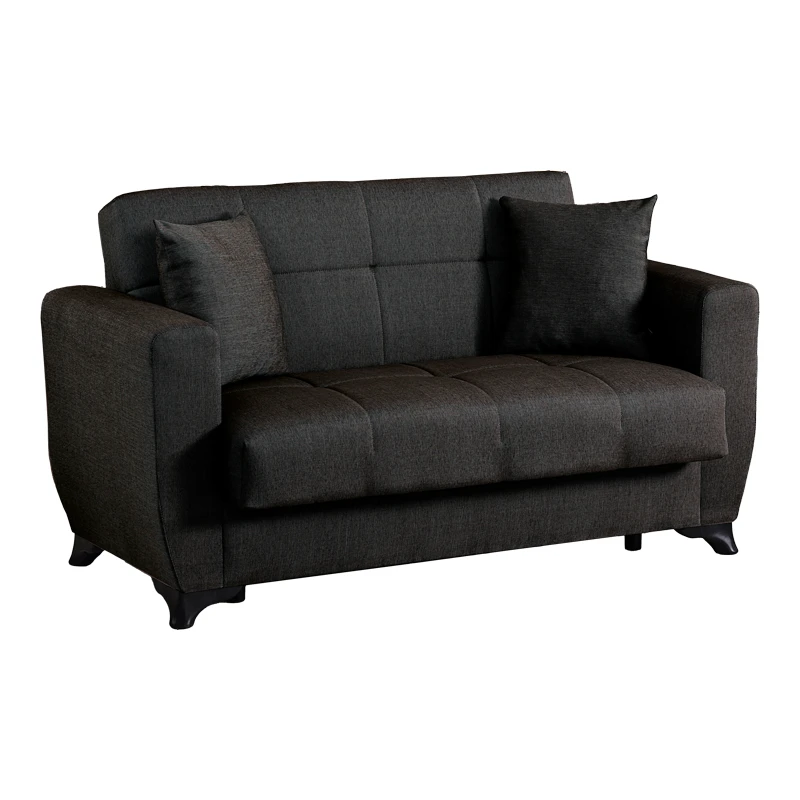 2-seater sofabed Modesto pakoworld with storage space black fabric 153x84x86cm