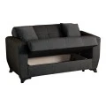 2-seater sofabed Modesto pakoworld with storage space black fabric 153x84x86cm