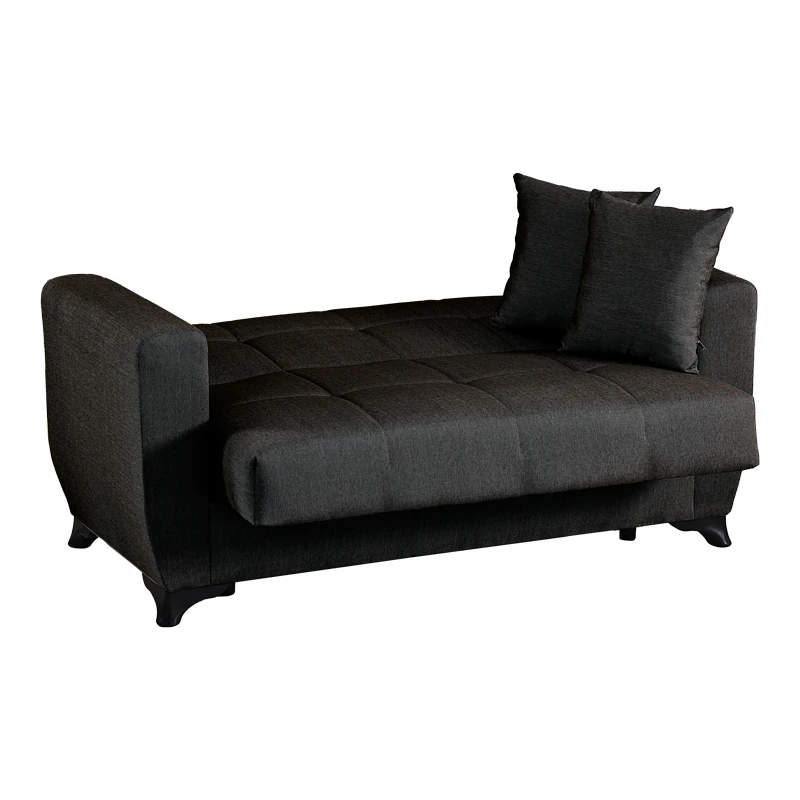 2-seater sofabed Modesto pakoworld with storage space black fabric 153x84x86cm