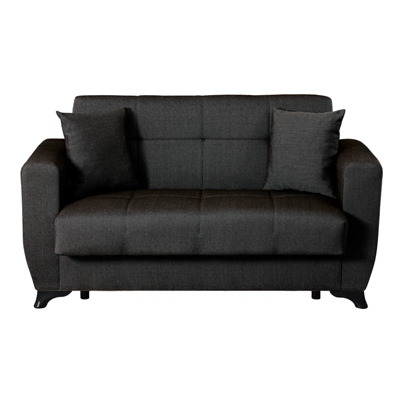 2-seater sofabed Modesto pakoworld with storage space black fabric 153x84x86cm