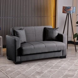 2-seater sofabed Vox pakoworld with storage space anthracite fabric 150x84x83cm