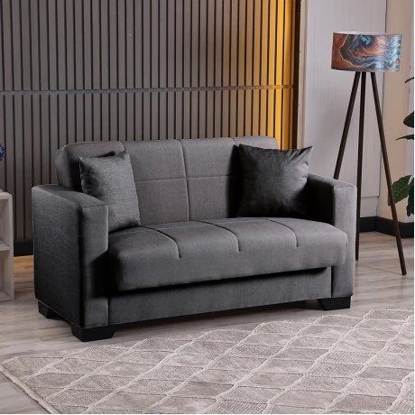 2-seater sofabed Vox pakoworld with storage space anthracite fabric 150x84x83cm