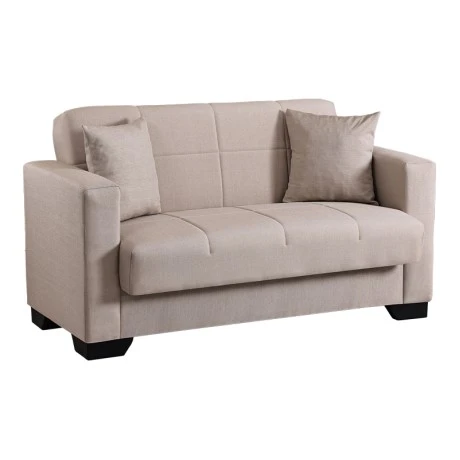 2-seater sofabed Vox pakoworld with storage space cream fabric 150x84x83cm