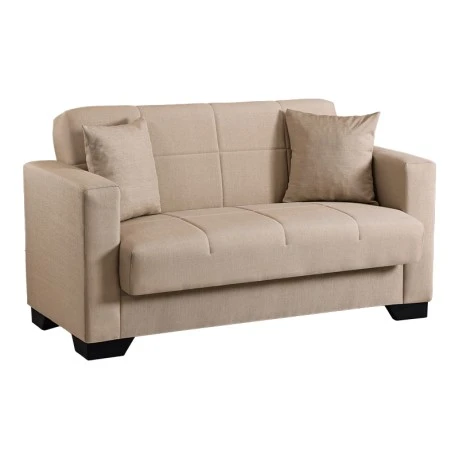 2-seater sofabed Vox pakoworld with storage space beige fabric 150x84x83cm