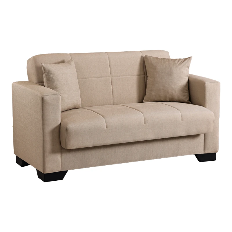2-seater sofabed Vox pakoworld with storage space beige fabric 150x84x83cm