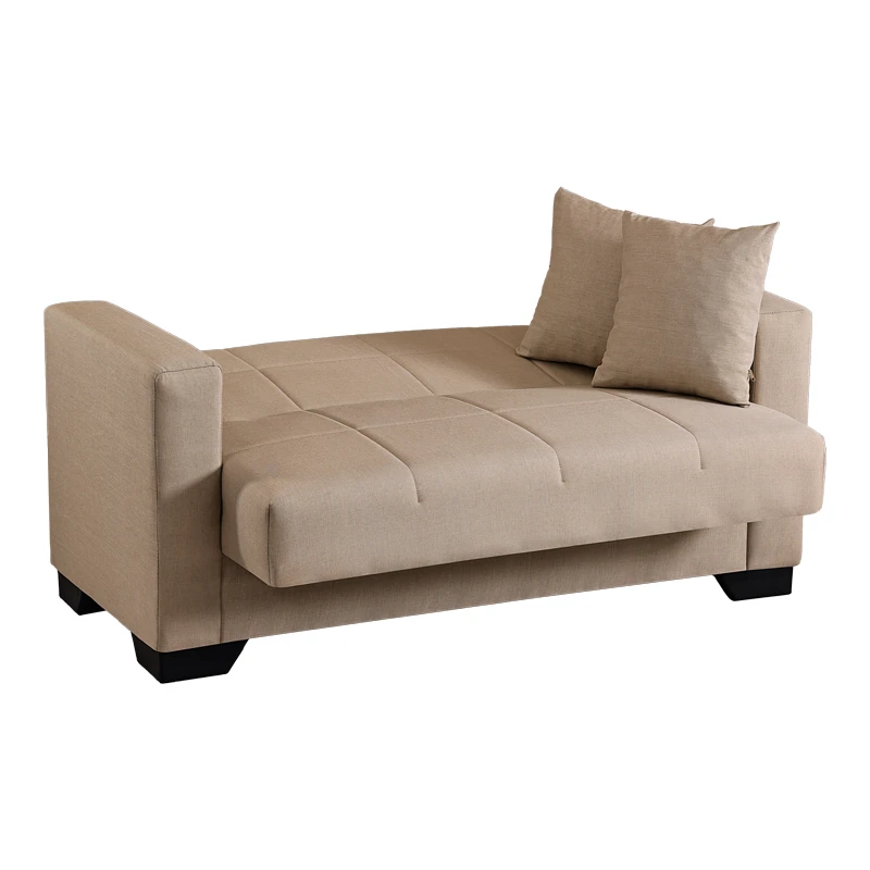 2-seater sofabed Vox pakoworld with storage space beige fabric 150x84x83cm