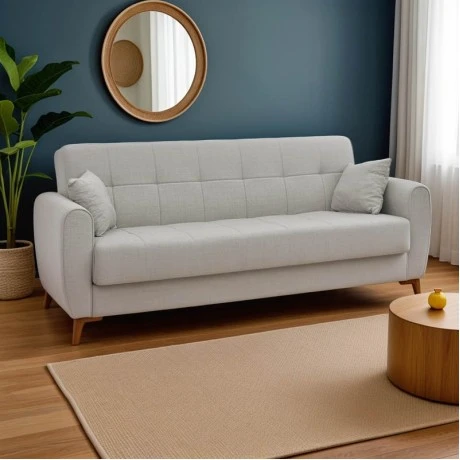 Lincoln three-seater sofa-bed with storage space pakoworld gray-beige fabric 225x75x85cm