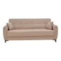 Sofa-bed with storage three-seater Lincoln pakoworld beige fabric 225x75x85cm
