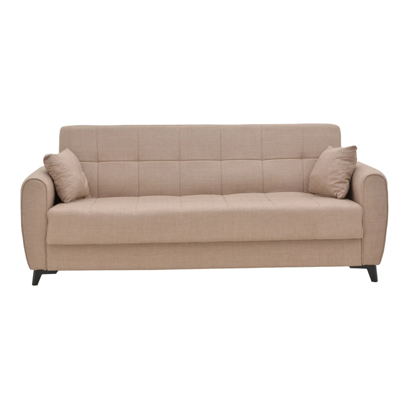 Sofa-bed with storage three-seater Lincoln pakoworld beige fabric 225x75x85cm
