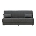 Romina three-seater sofa-bed with storage space pakoworld anthracite fabric 190x75x85cm
