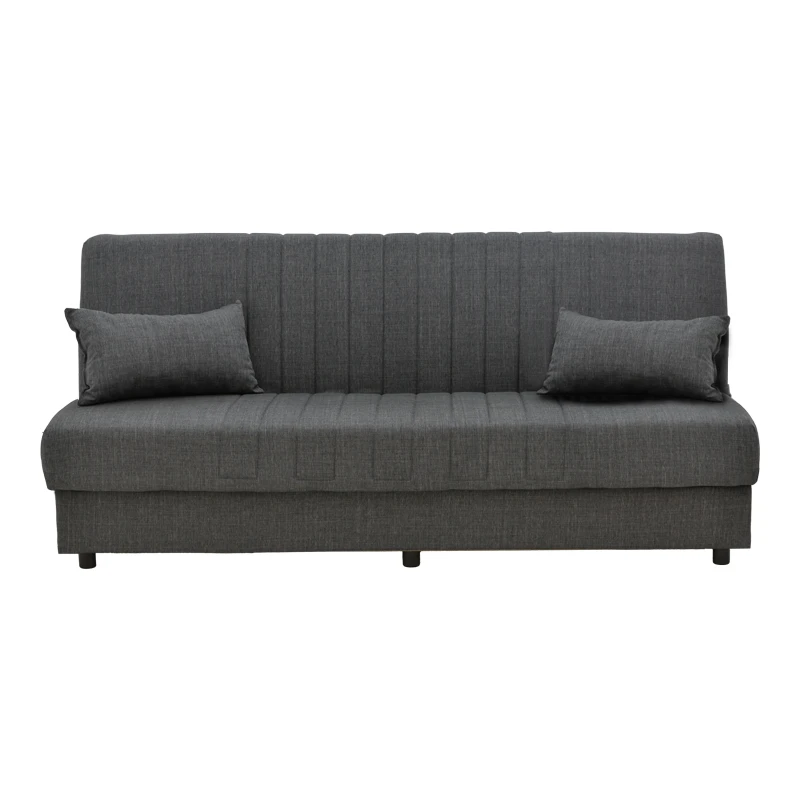 Romina three-seater sofa-bed with storage space pakoworld anthracite fabric 190x75x85cm